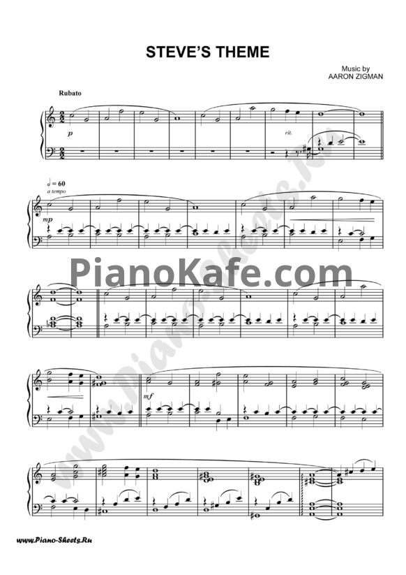 Ноты Aaron Zigman - Steve's theme