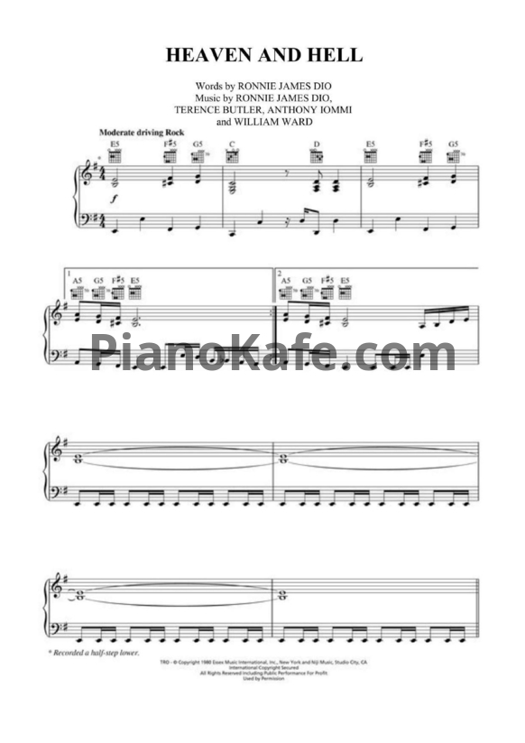 Ноты Black Sabbath - Heaven and hell