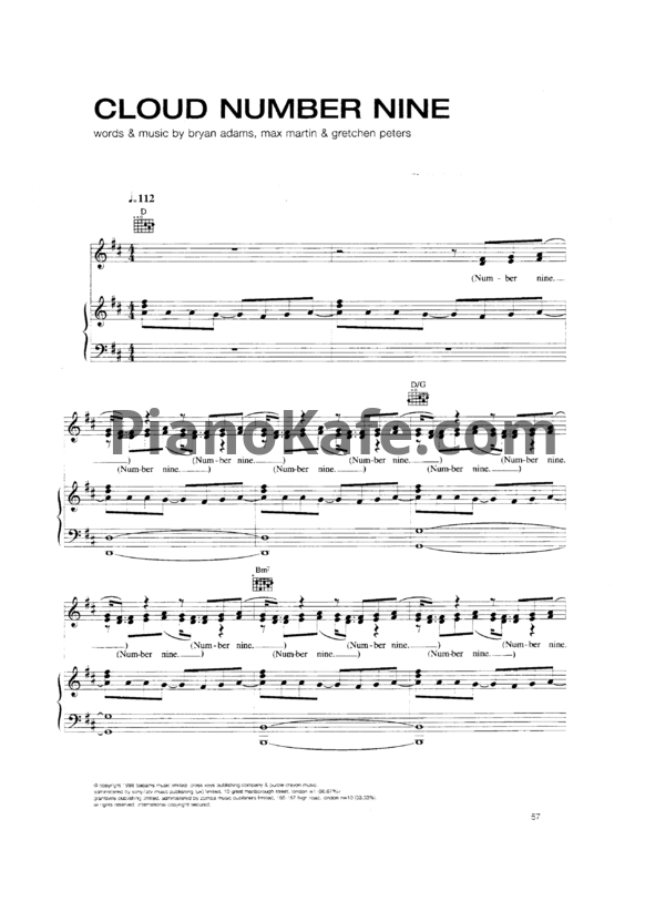 Ноты Bryan Adams - Cloud number nine