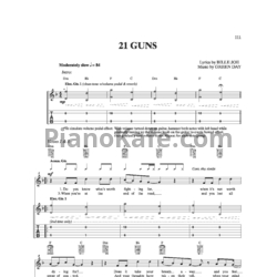 Ноты Green Day - 21 guns (Guitar tabs) - предпросмотр