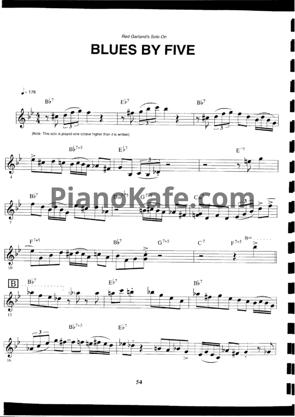 Ноты Red Garland - Blues by five (Piano solo)