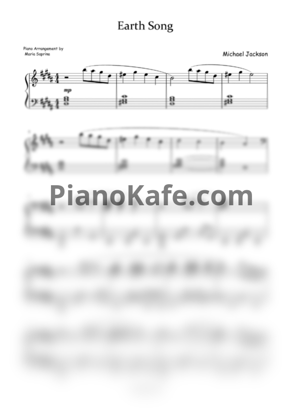 Ноты Michael Jackson - Earth song (SaprinaPiano cover)