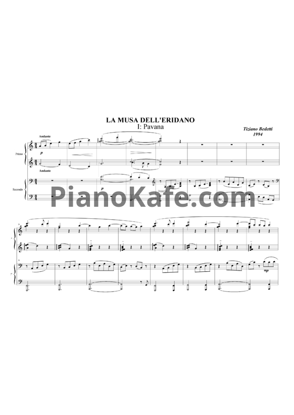 Ноты Tiziano Bedetti - La Musa dell'Eridano (для фортепиано в 4 руки)