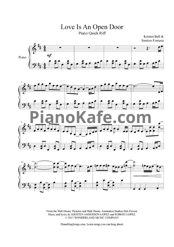 Ноты Kristen Bell & Santino Fontana - Love is an open door