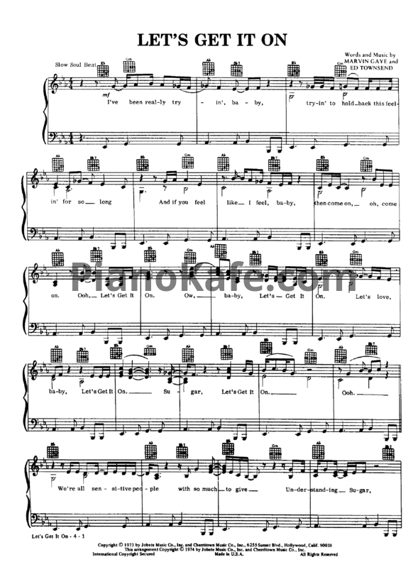 Ноты Marvin Gaye - Lets get it on (Piano solo)