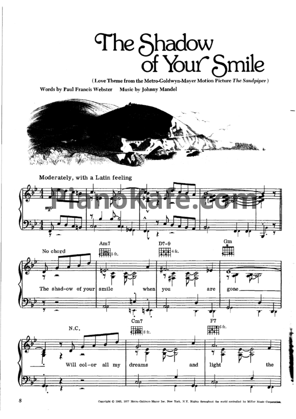 Ноты Johnny Mandel - The shadow of your smile (Piano solo)