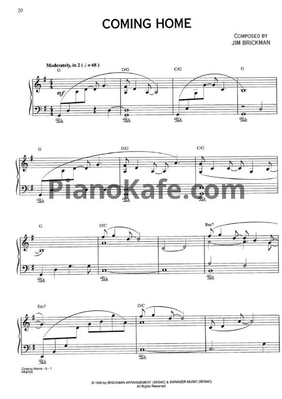 Ноты Jim Brickman - Coming home