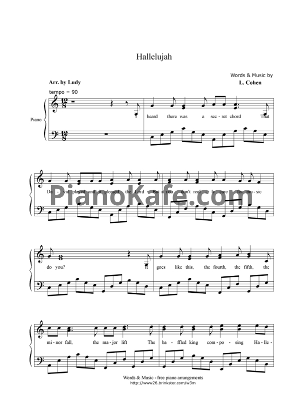 Ноты Loenard Cohen - Hallelujah