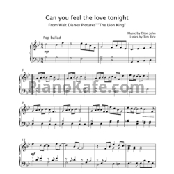 Sheets Elton John - Can you feel the love tonight (Piano cover) - preview