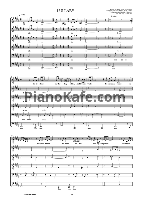 Ноты Take 6 - Lullaby