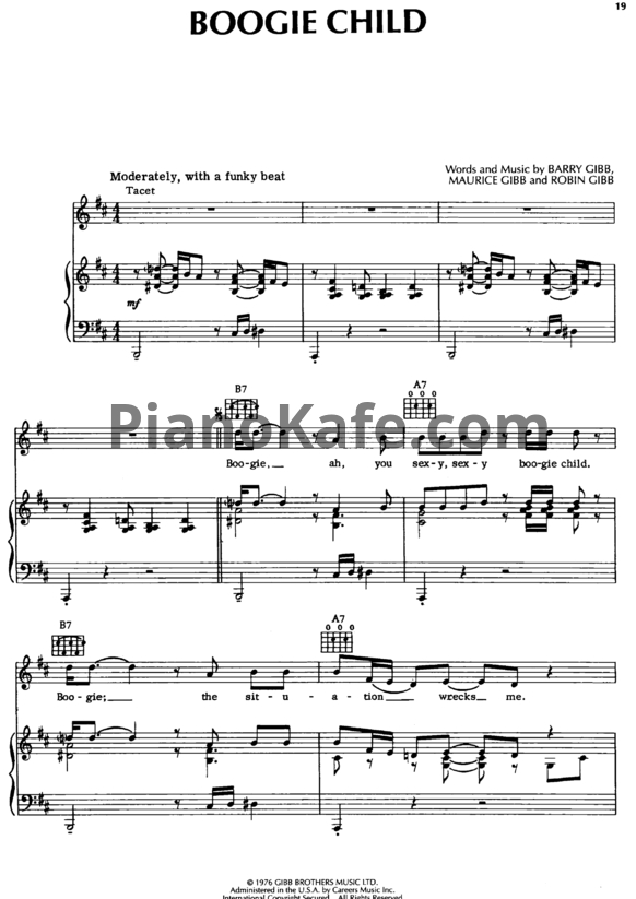 Ноты Bee Gees - Boogie child