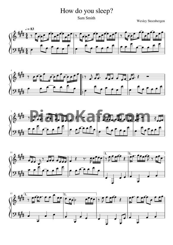 Ноты Sam Smith - How do you sleep?