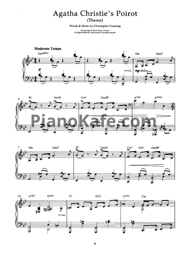 Ноты Christopher Gunning - Agatha Christie's poirot theme