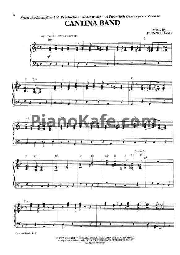 Ноты John Williams - Cantina band
