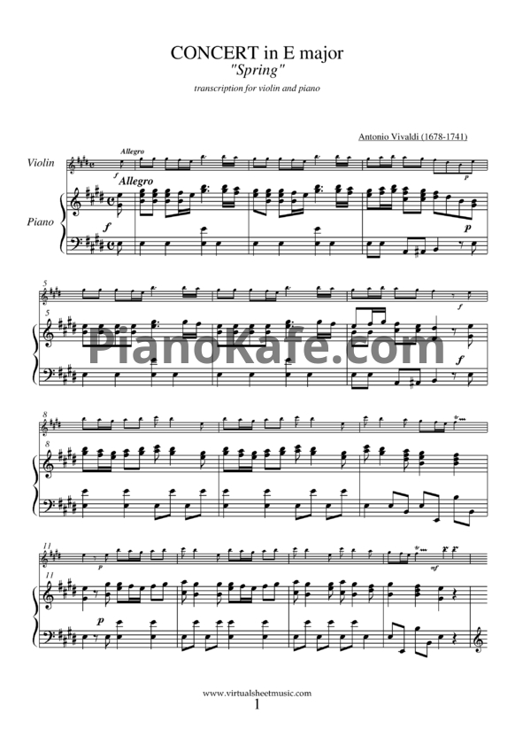 Sheets Антонио Вивальди - Весна