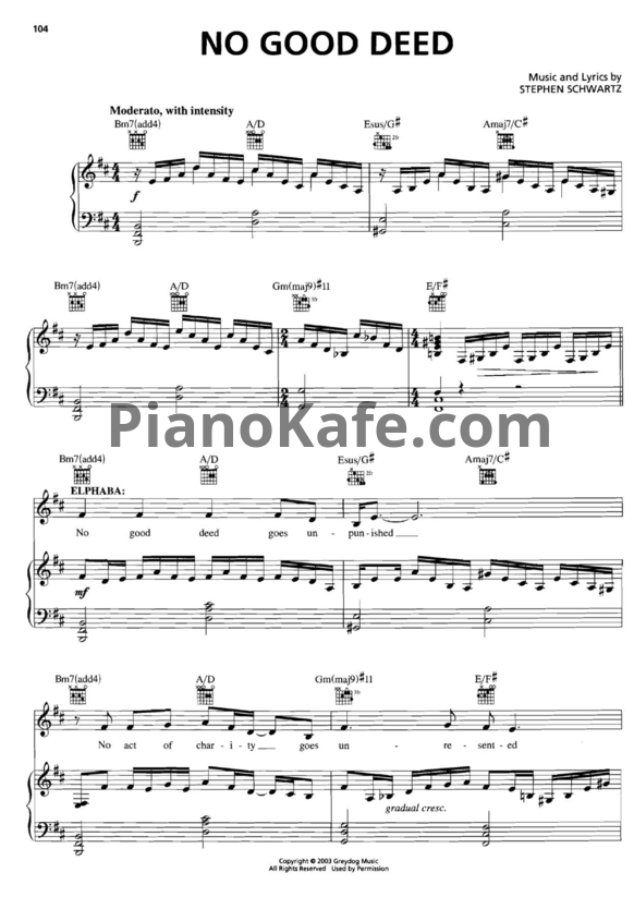 Ноты Stephen Schwartz - No good deed