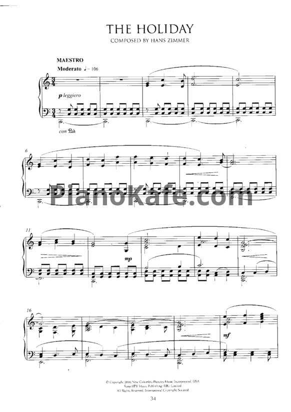 Ноты Hans Zimmer - Maestro (The Holiday)