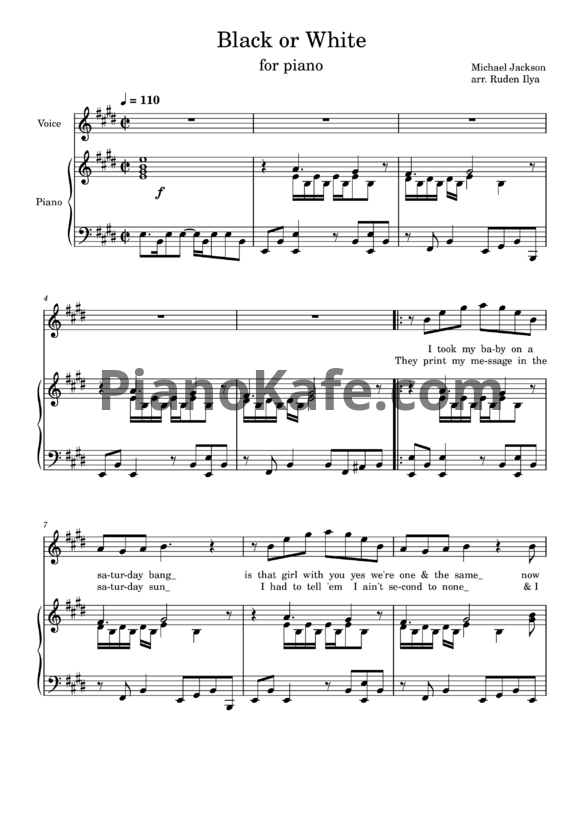 Ноты Michael Jackson - Black or white (arr. Ruden Ilya)