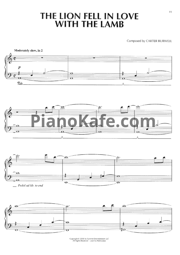 Ноты Carter Burwell - The lion fell in love with lamb