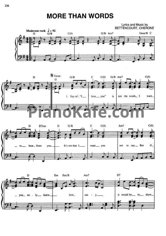 Ноты Extreme - More than words (Piano solo)