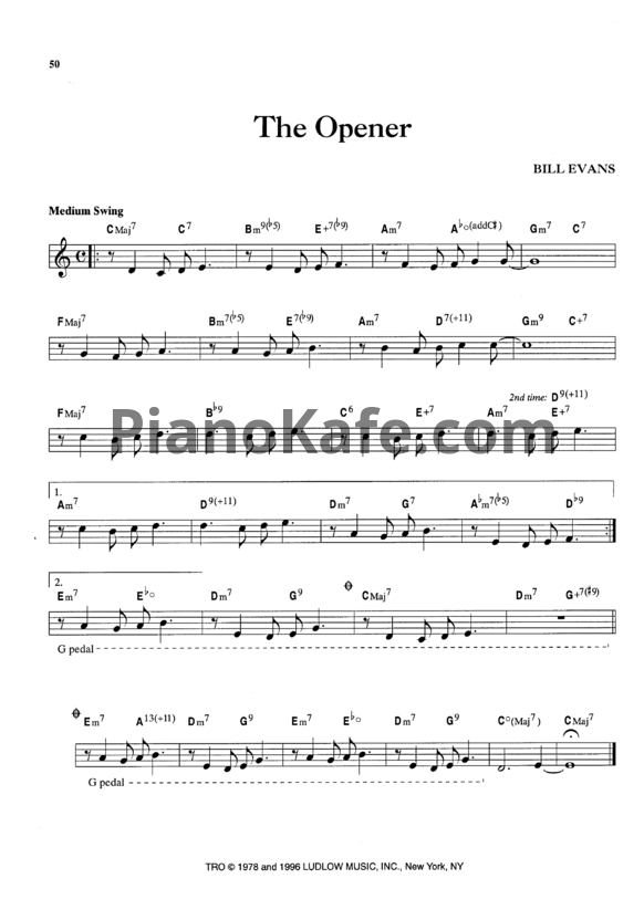 Ноты Bill Evans - The opener