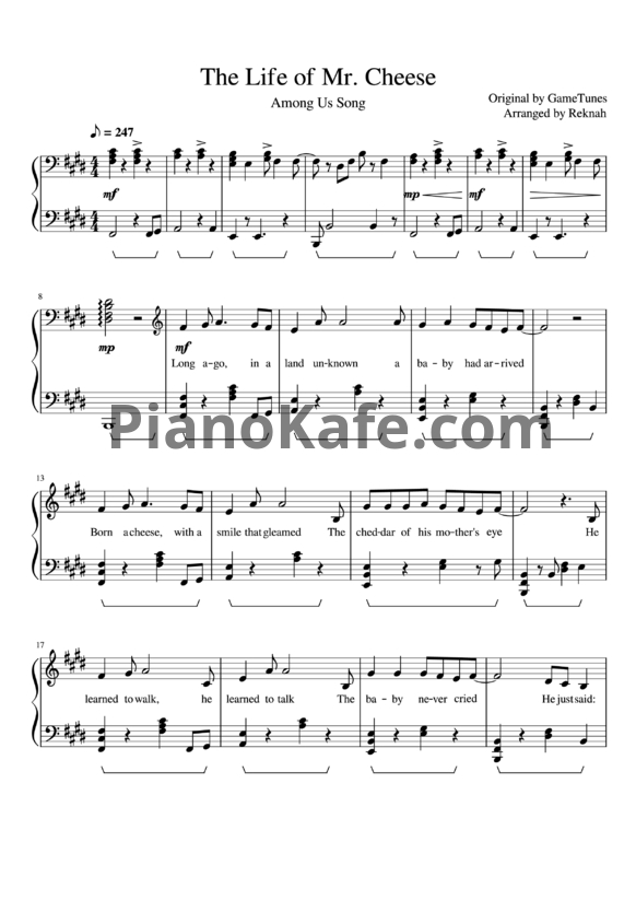 Ноты GameTunes - The Life of Mr Cheese (Among Us song)