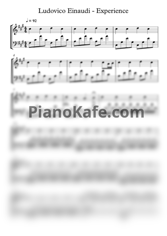 Ноты Ludovico Einaudi - Experience (Piano N cover)