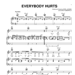Ноты Avril Lavigne - Everybody hurts - предпросмотр