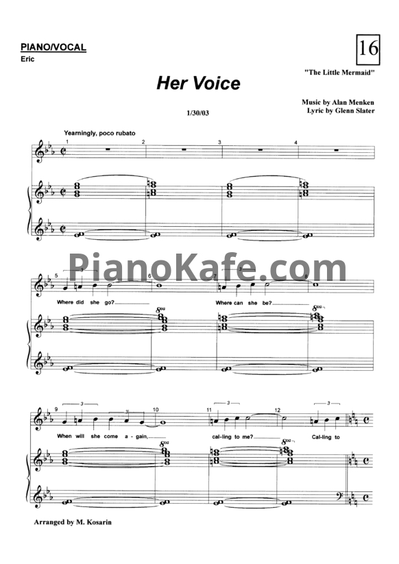 Ноты Alan Menken - Her voice