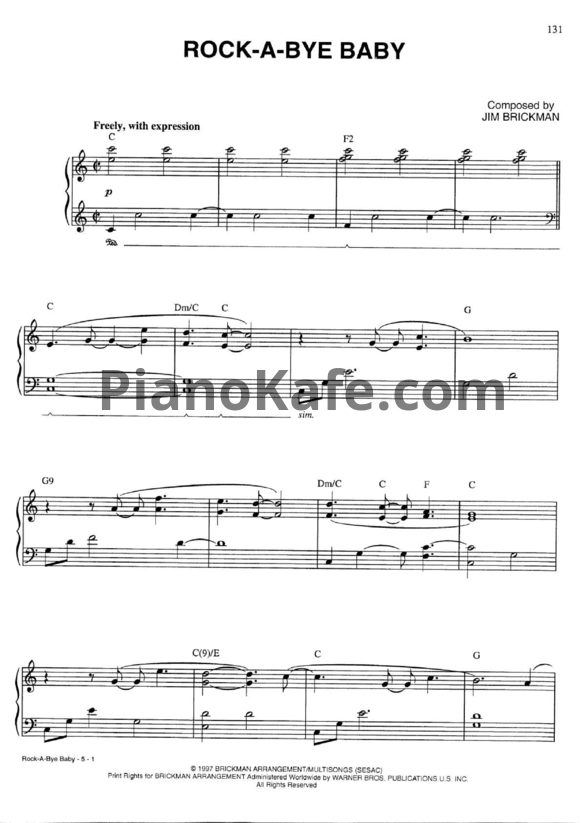Ноты Jim Brickman - Rock-A-Bye baby