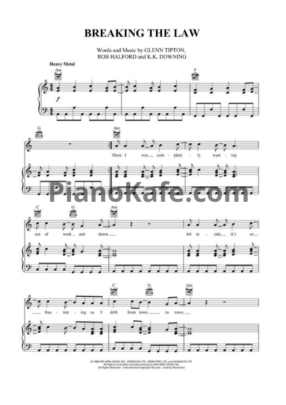 Ноты Judas Priest - Breaking the law