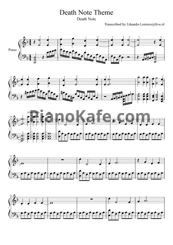 Ноты John Frusciante, Flea, Chad Smith, Anthony Kiedis - Death Note theme