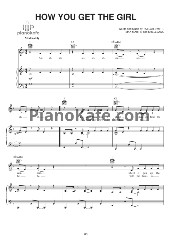 Ноты Taylor Swift - How you get the girl