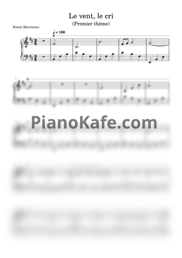 Ноты Ennio Morricone - Le vent, le cri (Premier theme)