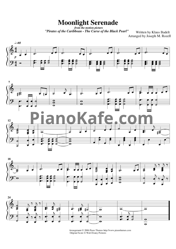 Ноты Klaus Badelt - Moonliges Serenade