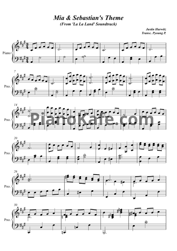 Ноты Justin Hurwitz - Mia & Sebastian's theme