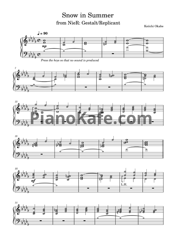 Ноты Keiichi Okabe - Snow in summer