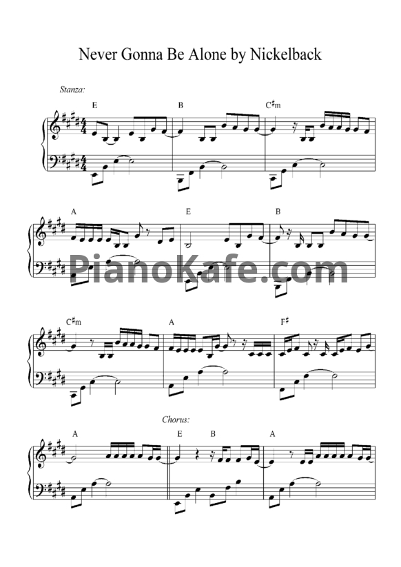 Ноты Nickelback - Never gonna be alone