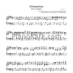 Ноты Avril Lavigne - Innocence (Adrian Lee version) - предпросмотр
