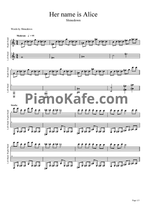 Ноты Shinedown - Her name is Alice