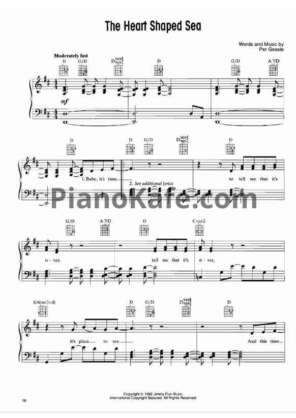 Ноты Roxette - The heart shaped sea