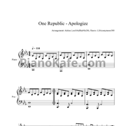 Ноты One Republic feat. Timbaland - Apologize (Arrangement: Adrian Lee) - предпросмотр