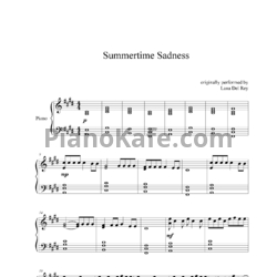 Ноты Lana Del Rey - Summertime Sadness (легкая версия) - предпросмотр