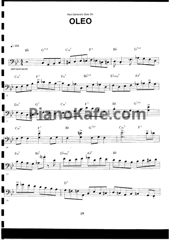 Ноты Red Garland - Oleo (Piano solo)