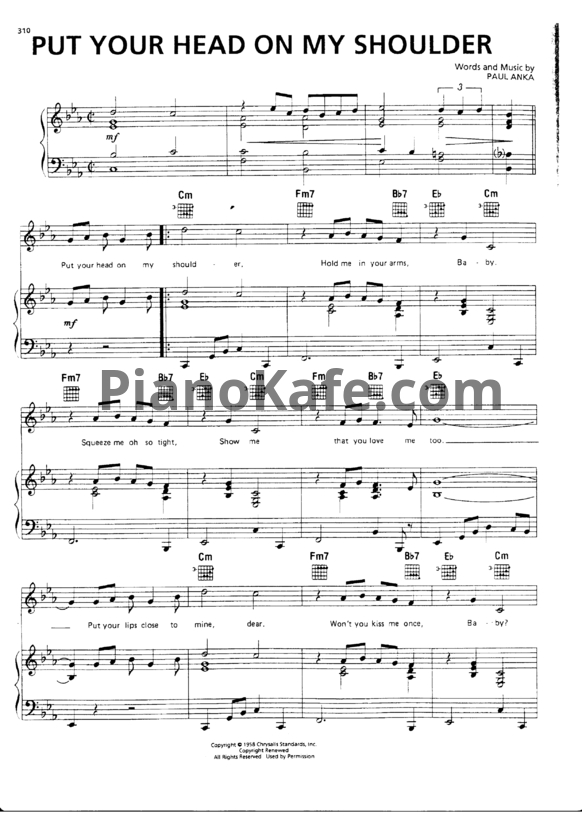 Ноты Paul Anka - Put your head on my shoulders