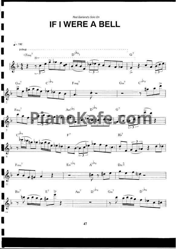Ноты Red Garland - If I were a bell (Piano solo)