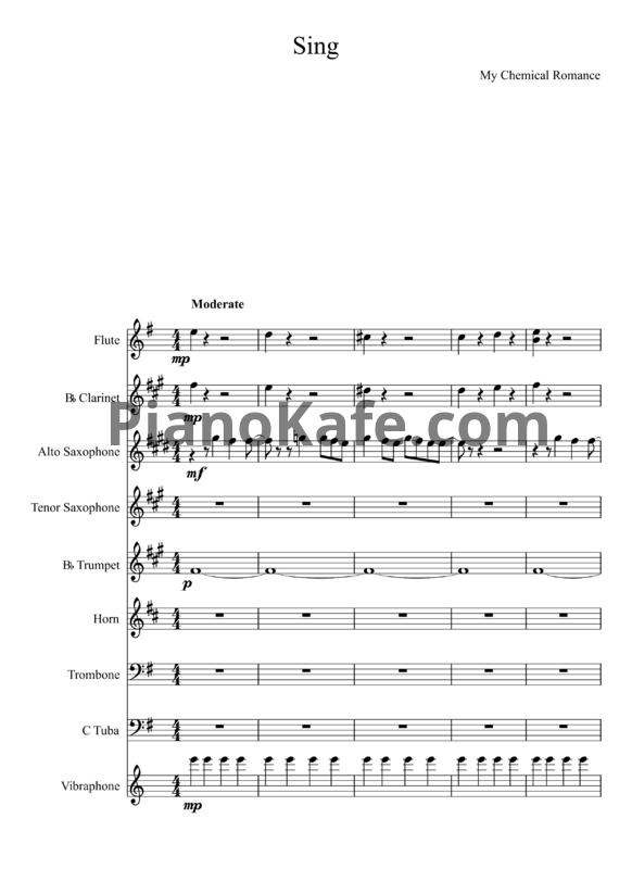 Sheets My Chemical Romance - Sing (Партитура)