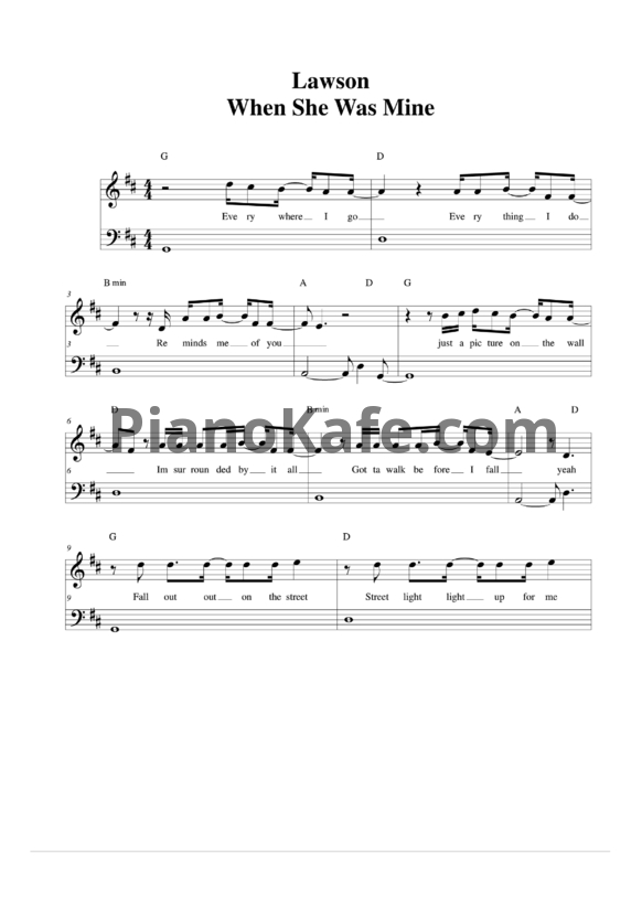 Ноты Lawson - When she was mine