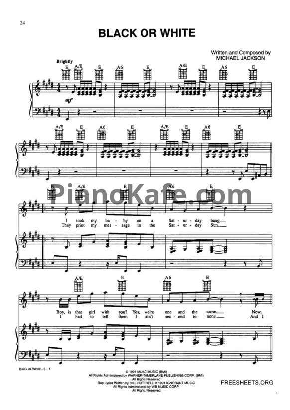 Ноты Michael Jackson - Black or white