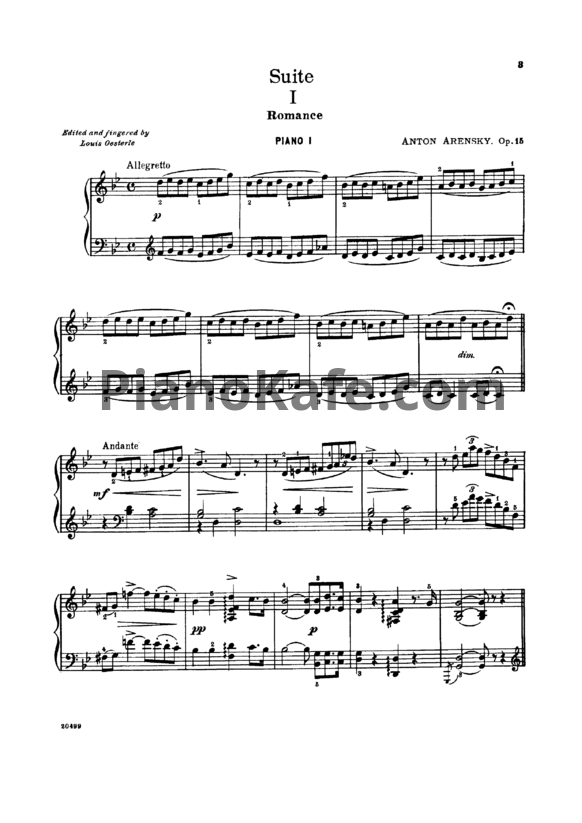 Ноты Антон Аренский - Сюита для 2-х фортепиано №1 (Op. 15)